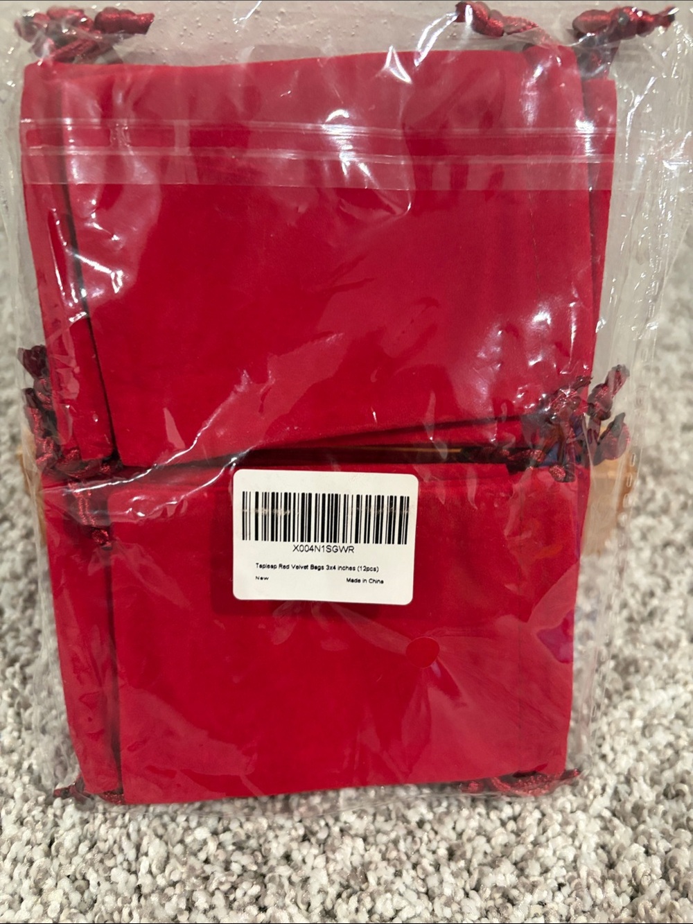 Red Velvet Drawstring Favor Bags - Pack of 24